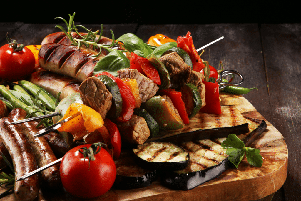 Food prepared for an outdoor gathering