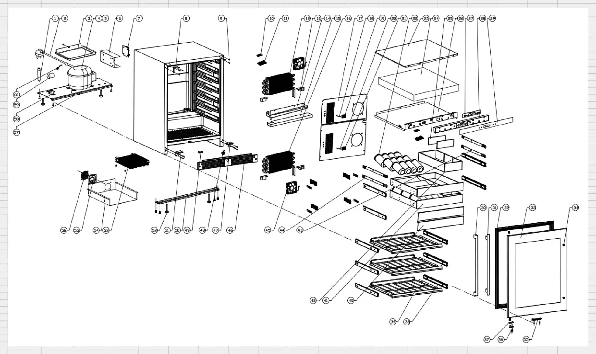 XOU24WWG: XOU24WWGSL, Exploded diagram, clickable parts diagram