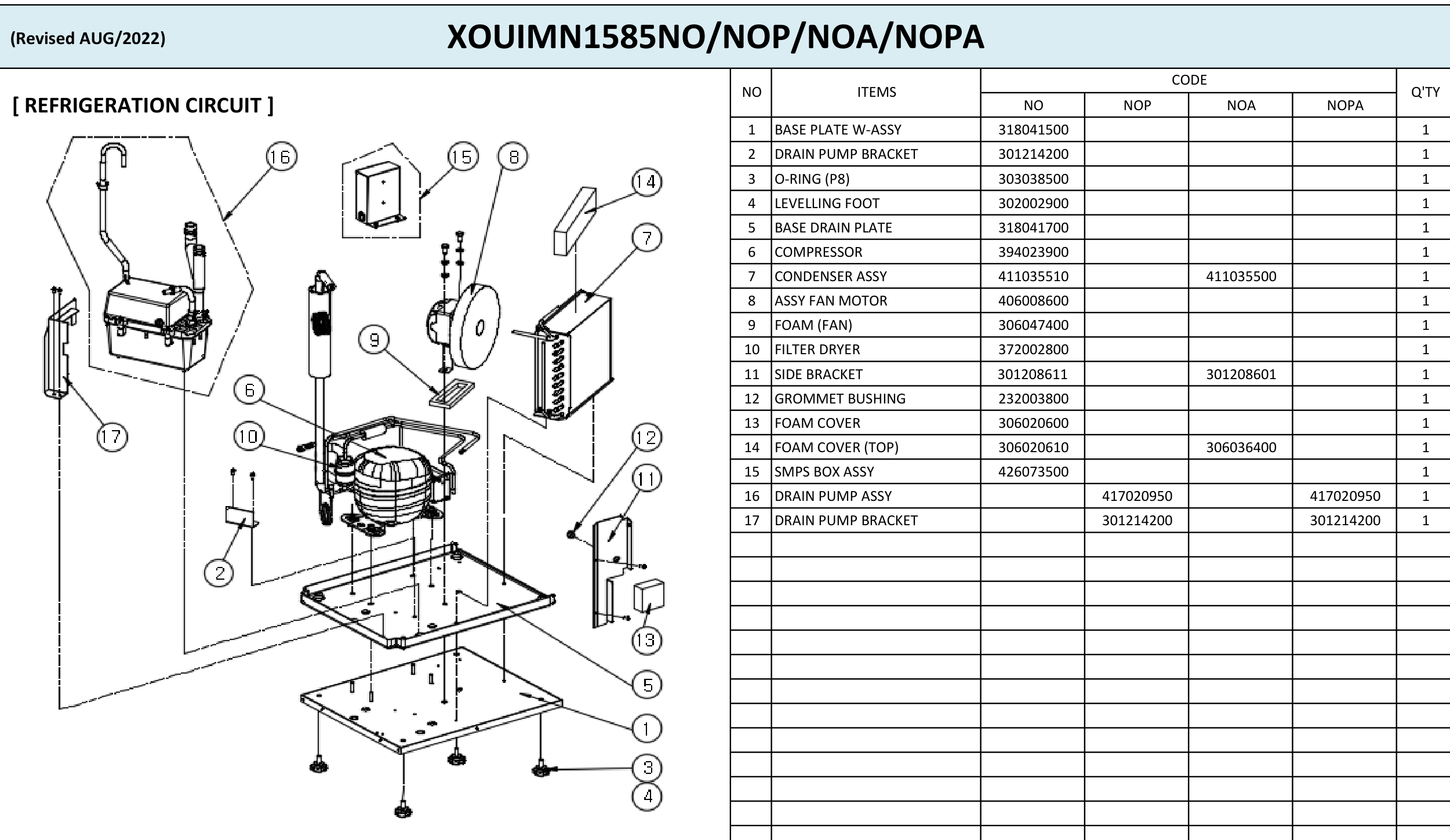 XOUIM1585: XOUIM1585N, Assembly 5, diagram & numbered parts list, clickable parts diagram