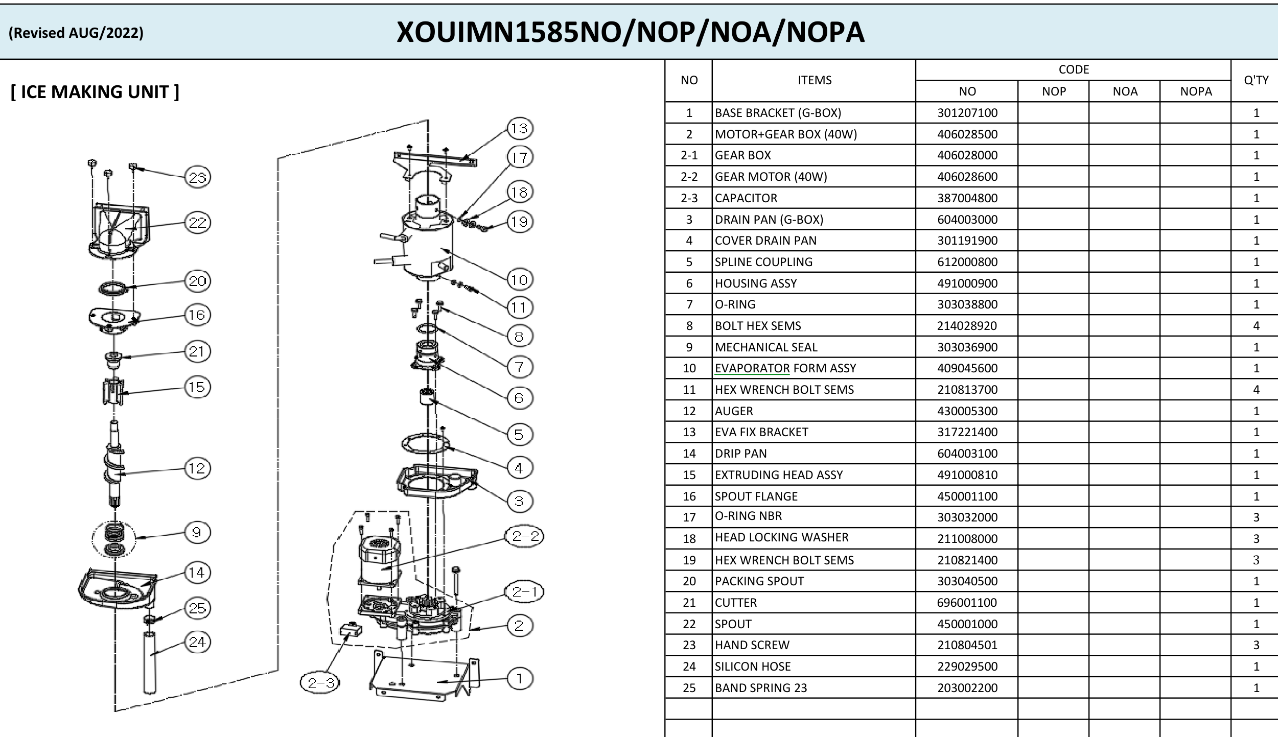 XOUIM1585: XOUIM1585N, Assembly 7, diagram & numbered parts list, clickable parts diagram