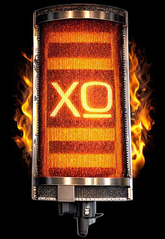 XO ceramic infrared searing burner glowing during use